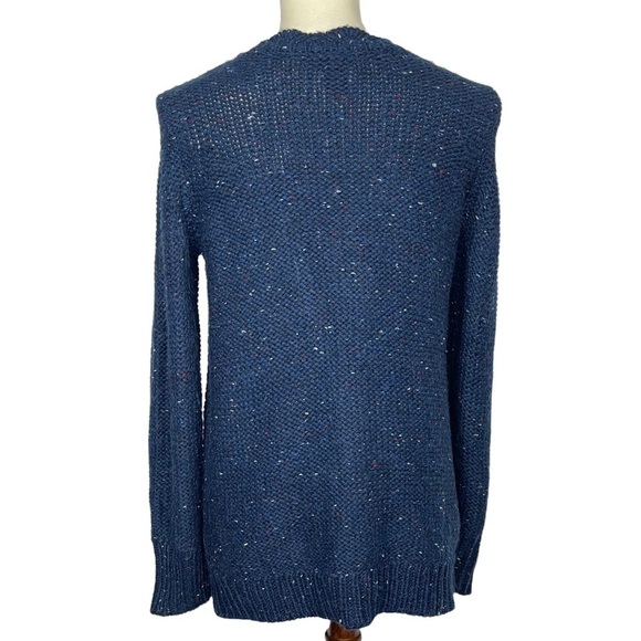 Ann‎ Taylor Navy Blue Marled Speckled Sweater Scalloped Neck Womens Size Small S - Picture 3 of 8